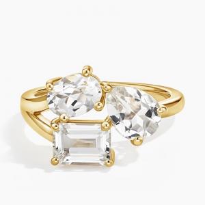 Кольцо с тремя камнями Toi Et Moi White Topaz Brilliant Earth