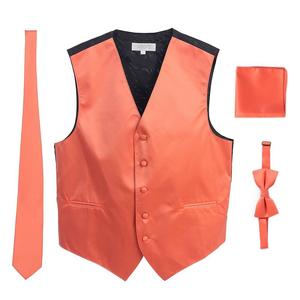 Мужской деловой костюм Gioberti, атласный жилет из 4 предметов, галстук-бабочка и нагрудный платок, коралловый