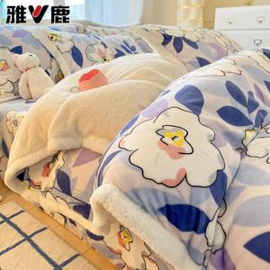 Yalu Комплект постельного белья из 4 предметов (простыня 200 см, пододеяльник 220х240 см), вельвет, цвет Fenghua