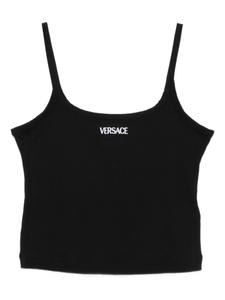 Топ с вышитым логотипом Versace, черный