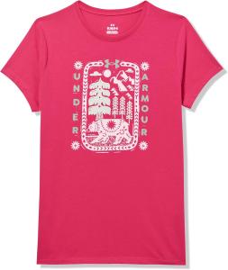 Under Armour Girls Crewneck, легкая и дышащая футболка для спорта, Shaded Fuchsia