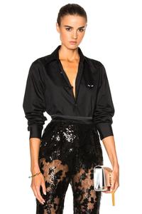 Чёрная эмблема хлопковая рубашка на пуговицах Comme Des Garcons Play, Black