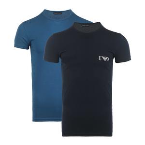 Футболка с принтом логотипа Emporio Armani, комплект из двух (синий + тёмно-синий)