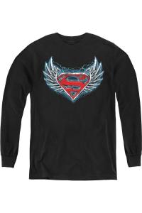 Футболка с длинным рукавом для подростков с логотипом Superman Steel Wings Gildan, черный