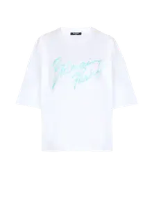 Свободная футболка с принтом Balmain Paris Brush, белый/черный