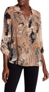 Женская рубашка Tommy Hilfiger с узором пейсли и застежкой на пуговицы, Brown