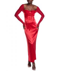 JL LUXE Корсетное макси-платье, красный