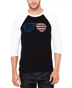 Мужская футболка с регланным рукавом и принтом в виде американских солнцезащитных очков и бейсбольного текстового арта LA Pop Art, мультиколор