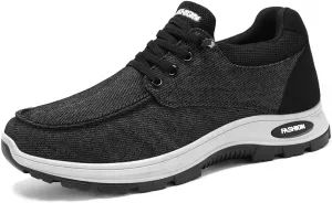 Мужские кроссовки для бега с дышащей мягкой подошвой, удобные прогулочные обувь с толстой подошвой, легкие повседневные спортивные туфли на молнии Qacksv, черный