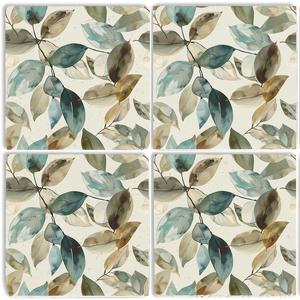 Подставки под напитки queence Осенние листья коричневый мотив каменные плитки Набор подставок под горшки Натуральный камень Подставка 10x10x1 см Queence, зеленый