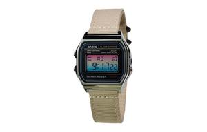 CASIO Мужские часы Retrofit Series с кварцевым механизмом и нейлоновым ремешком, черный циферблат