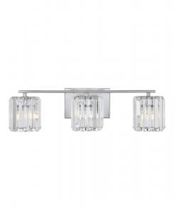 Светодиодный светильник для ванной комнаты Coco Prism в винтажном стиле с тремя плафонами, выполненный в классическом гламурном стиле Jonathan Y, цвет silver-tone