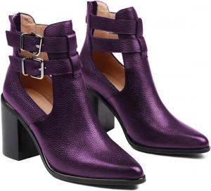 Женские ботильоны FOWT с вырезом на щиколотке, с открытой боковой частью, на высоком каблуке, с металлической пряжкой, короткие летние ботинки для работы, повседневной носки и поездок, размеры 4-16 US, Purple