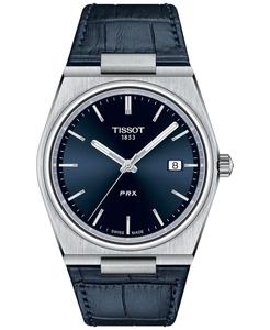 Мужские часы PRX с синим кожаным ремешком, 40 мм Tissot