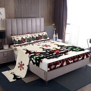 Erosebridal Комплект постельного белья с новогодним принтом оленей для детей, Red Green