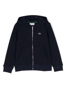 Худи на молнии с вышитым логотипом Lacoste Kids, синий