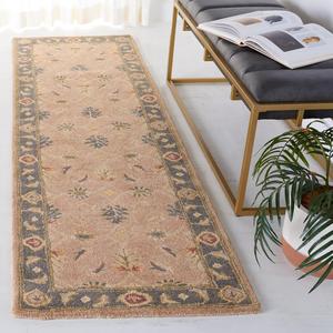 Ковер SAFAVIEH, 69 x 305 см, Anatolia Collection Runner, Brown & Blue, ручной работы традиционный восточный из шерсти, идеально для помещений с высокой проходимостью в гостиной, спальне (AN549A)