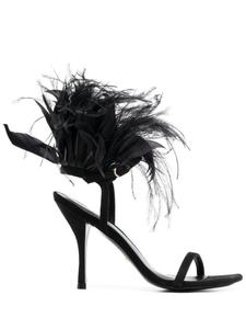 Stuart Weitzman босоножки Plume 100 с перьями, черный