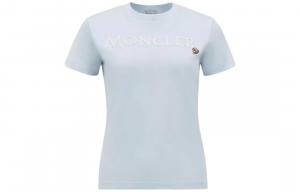 Футболка с вышитым логотипом Moncler, светло-голубой