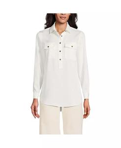 Женский топ TENCEL Fiber Popover Lands' End, белый