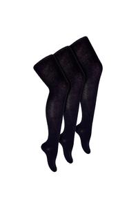 3 пары супермягких однотонных непрозрачных школьных колготок с насыщенным содержанием хлопка Sock Snob, черный