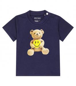 Футболка из хлопкового джерси с детским принтом Palm Angels Kids, синий