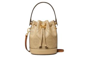 TORY BURCH Монограмма Т Кожаная ведерка через плечо кроссбоди миниатюрная женская сумка миндальный розовый