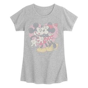 Футболка с принтом в виде сердца для девочек 7-16 лет mickey & minnie valentine's day Disney, Heather Gray
