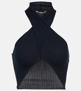 Укороченный топ-халтер из ребристой вязки Stella McCartney, Ink