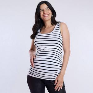 Майка Maternity Motherhood с рюшами по бокам, цвет White Black Stripe