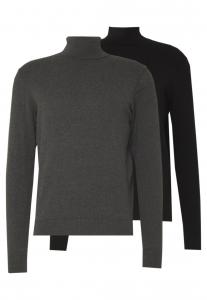 Свитер Pier One 2 PACK - BASIC TURTLENECK, цвет Black/Mottled Dark Grey
