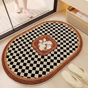 Budis Ковер 40х60 см для прихожей/ванной, впитывающий, с геометрическим дизайном, не скользит, Minaorola-Elliptical