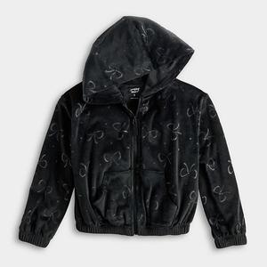 Детская худи на молнии из велюра Jumping Beans, Emboss Bows Blk