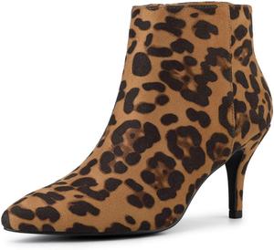 Женские ботильоны Allegra K с заостренным носком, на шпильке с молнией, Leopard