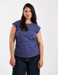 Темно-синяя майка с острыми плечами и корсетом ASOS DESIGN Curve