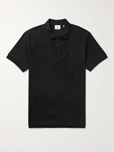 Рубашка поло из хлопка-пике с вышитым логотипом BURBERRY, черный