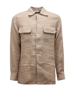 Льняная рубашка Camicia Paolo Pecora, бежевый