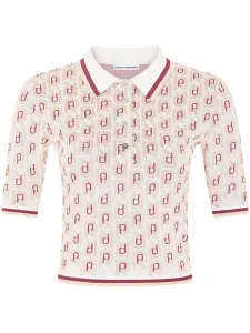 Топ с короткими рукавами и жаккардовой монограммой Rabanne, нейтральный