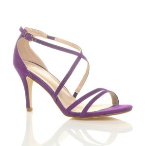 Босоножки на каблуке из искусственной замши на высоком каблуке со скрещенными ремешками и пряжкой AJVANI, фиолетовый