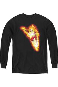 Футболка с длинным рукавом "Justice League of America" Firestorm Blaze для молодежи Gildan, черный