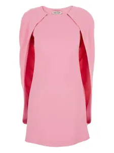 Мини-платье с драпированными плечами и круглым вырезом Alberta Ferretti, розовый