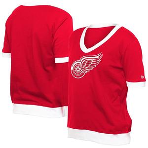 Женская красная футболка Detroit Red Wings с пайетками для игрового дня New Era