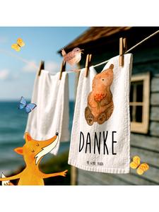 Mr. & Mrs. Panda Гостевое полотенце «Медведь Благодарность» с надписью белым цветом