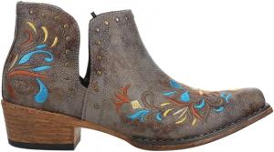 Женские ботинки ROPER Ava с цветочной вышивкой, открытым носком, повседневные, на низком каблуке 1-2 дюйма - серые, Grey