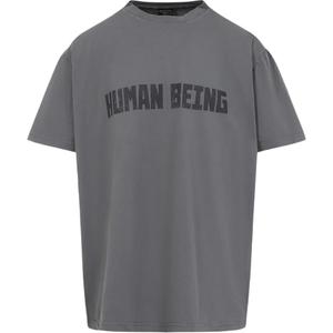 Футболка с принтом слогана Balenciaga, темно-серый