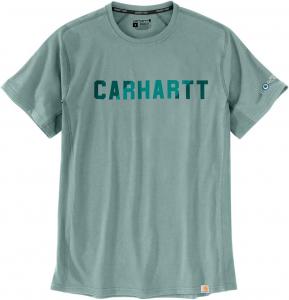 Carhartt мужская футболка 105203 Force Relaxed Fit Midweight с коротким рукавом и принтом, Blue Surf