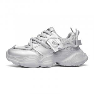 Антискользящие износостойкие дышащие легкие массивные кроссовки на низком ходу с эффектом увеличения роста мужские серебристые PNKE