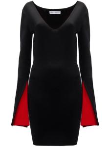 JW Anderson платье с контрастными манжетами и V-образным вырезом, черный