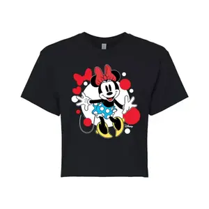 Укороченная футболка в горошек для юниоров с Минни Маус Disney, черный