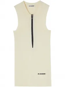 Топ в рубчик с логотипом JIL SANDER, белый